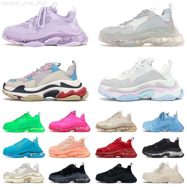 

2021 fashion triple s clear sole designer shoes black ivory purple white pink red navy blue green crystal luxury platform sneakers classic o
