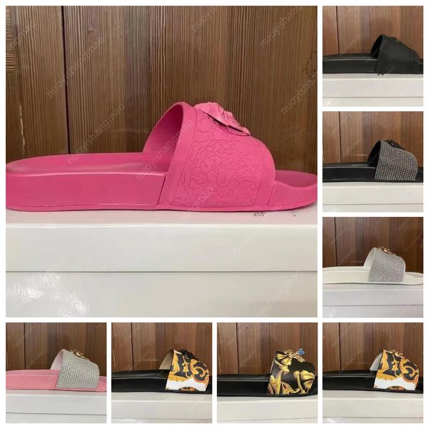 

women slippers sliders designer slippers women slides mens sandals slipers fashion luxury mules men women black white red flat bottom printi