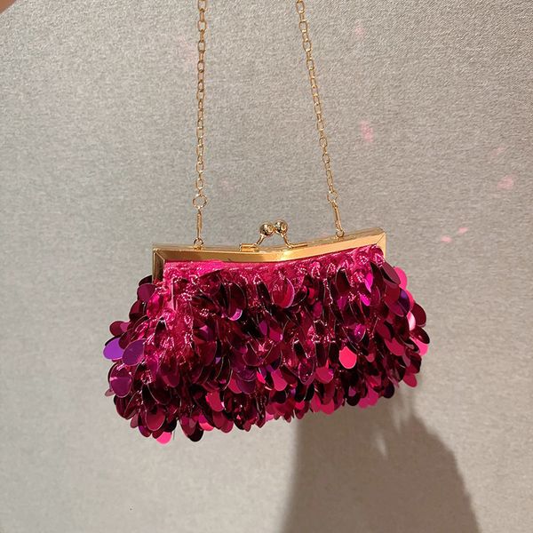 

evening bags sequins handbags rose red bag women clip tote bling fashion lady bucket girls glitter purses gold silver b511 230720