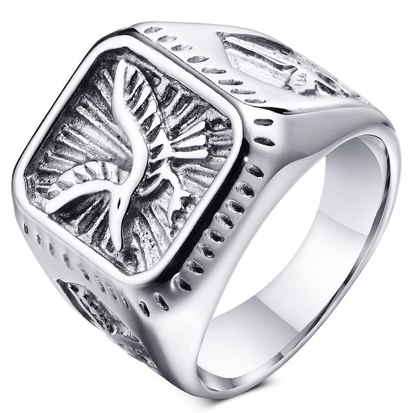 

vintage mens ring stainless steeel eagle design rings jewelry gift for men women boyfriend girlfriend yw386rc-436g, Silver