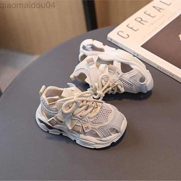 

athletic outdoor baby summer sports sandals for boys soft sole toe- protect sneakers baby girls hollow cut-outs running shoes infant first w, Black