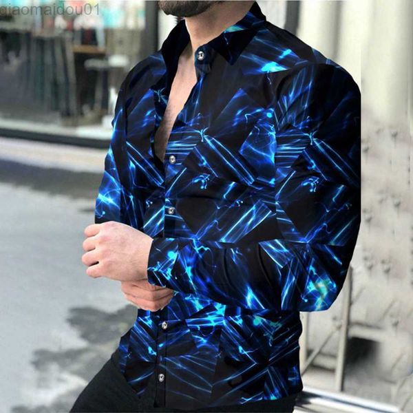 

men's casual shirts fashion luxury social shirt summer casual turn-down collar buttoned streetwear print long sleeve shirt men clothing, White;black