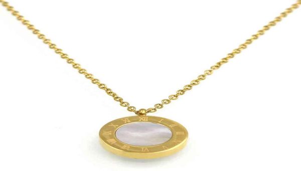 

mini blackandwhite doublesided shell roman numeral necklace fashion women039s titanium steel chain4165804, Black