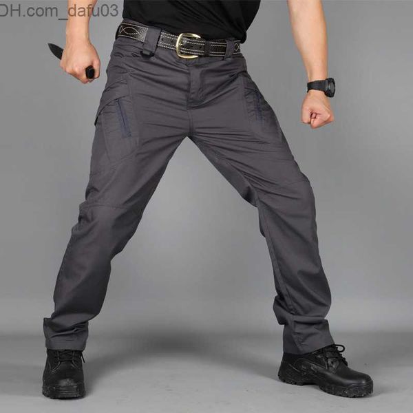 

men's pants men's military tactical military cargo pants multi pocket safari style trousers waterproof men's street clothing, Black