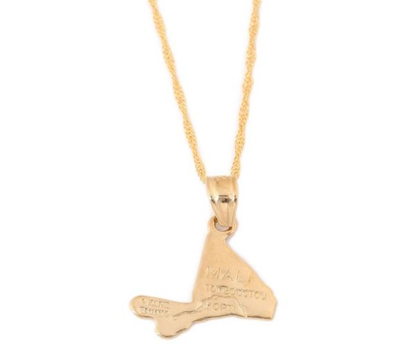 

mali map pendant necklace chains yellow gold color jewelry mali for women girl africa gift3557377, Silver