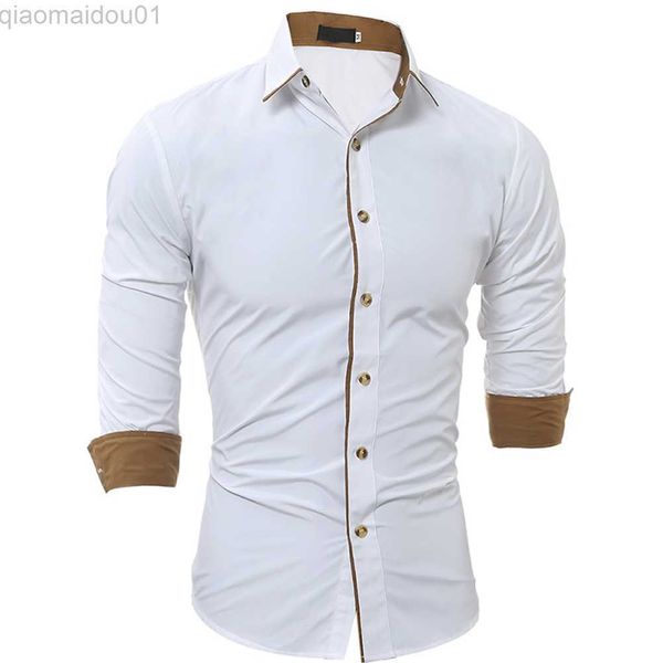 

men's casual shirts male shirt long sleeve personality trim shirt slim fit soft solid color sleeves brand new l230721, White;black