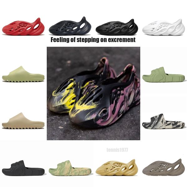 

yeeziness flat slide sandal slides slipper shoes mens women bone resin desert sand foam runner ararat rubber west summer west brown, White