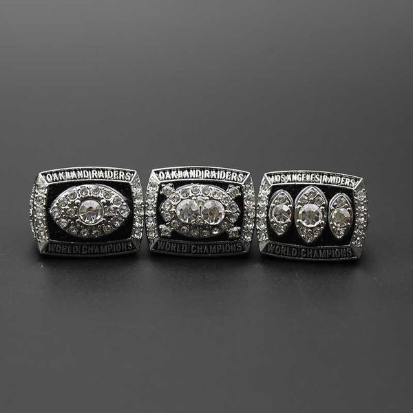

1976 1980 1983 super bowl auckland rangers 3-year championship ring wooden case set, Silver