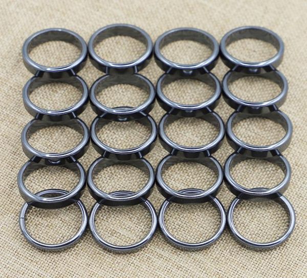 

6mm band natural stone hematite rings flat arc black gallstone couple nonmagnetic aneis health care radiation protection gift7167894, Silver