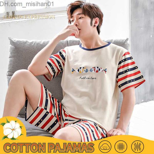 

men's sleepwear summer men's pajamas cotton cartoon pajama set casual short sleeved pajamas plus size 4xl household pajamas pj z23, Black;brown