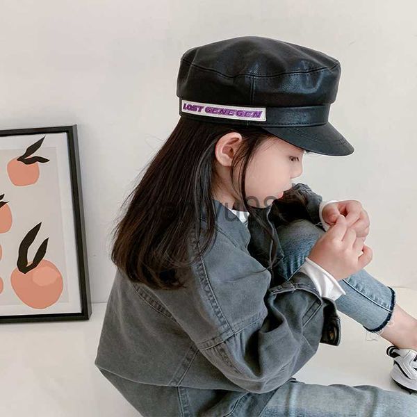 

caps hats children winter leather baseball cap spring autumn boys girls toddler kids fashion sun hats baby pgraphy props accessories x0721, Yellow