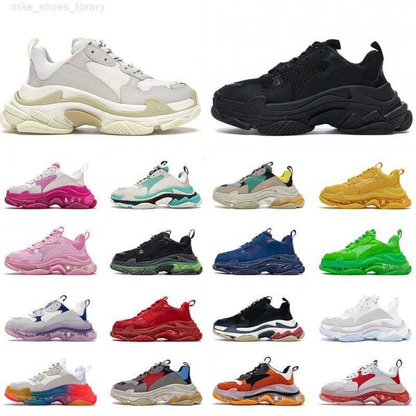 

paris 17fw fashion casual shoe women mens cool grey white black triple s sneakers for men spring chaussures navy blue clear sole daddy shoes