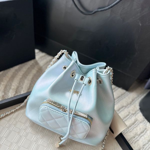 

shoulder bag designer luxury women's bag drawstring bucket bag mini chain bag fashion caviar crossbody bag diamond check pink coin purs