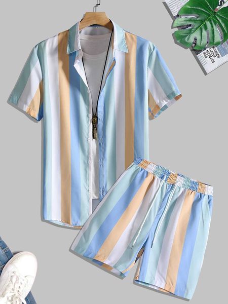 

men's clothing men striped shirt shorts, White;black