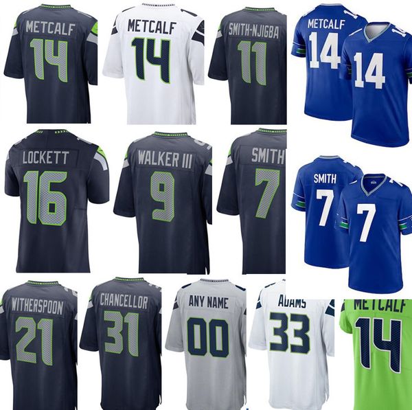 

football jersey 14 dk metcalf 7 geno smith 11 jaxon smith-njigba 33 jamal adams 6 quandre diggs 56 jordyn brooks 16 tyler lockett 9 kenneth, Black;red