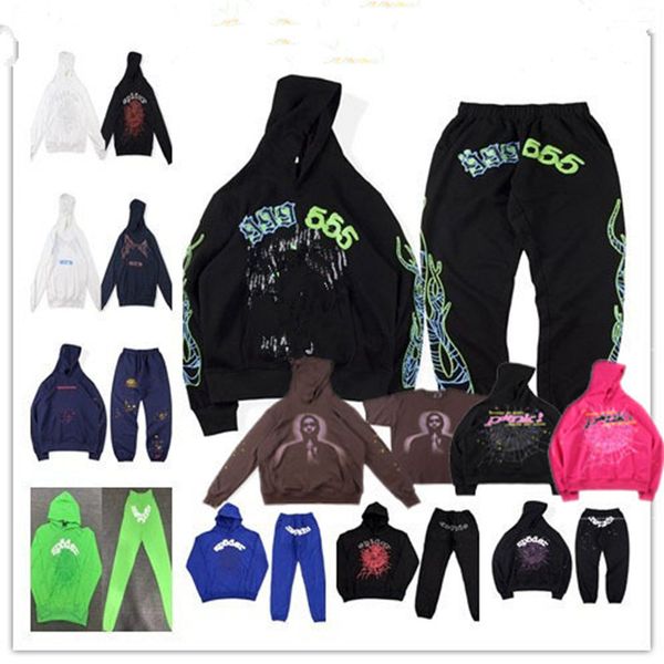 

mens designer hoodie pullover red sp5der young thug 555555 angel hoodies men womens hoodie embroidered spider web sweatshirt joggers graffit, Black