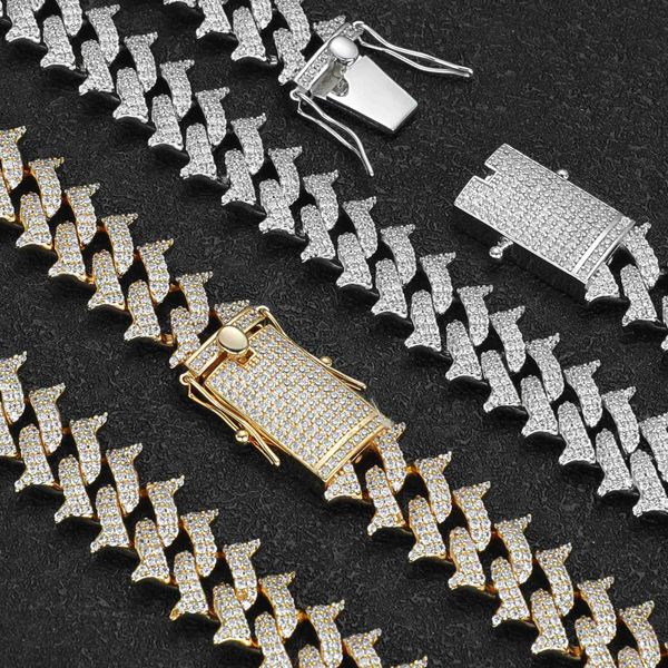 

cities jewelry hip hop 15mm men cadenas kolye 925 sterling silver moissanite thorn chain