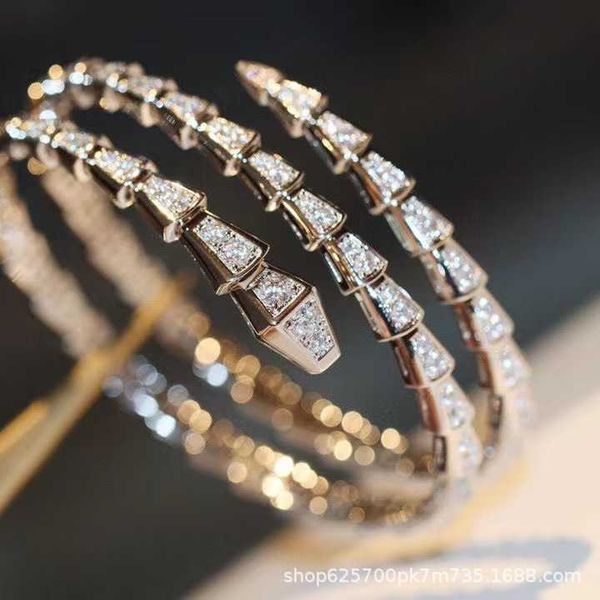

snake shaped exquisite craftsmanship high version plated with 18k rose gold and diamonds full sky star spring snake bone bracelet straight, Golden;silver