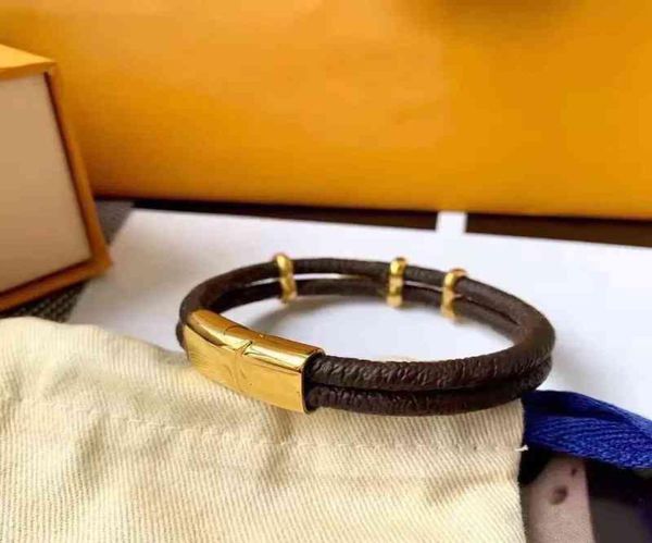 

designer luxury letters gold bracelet ladies mens double leather gold buckle brand bracelets lock pendant anniversary8459034, Black