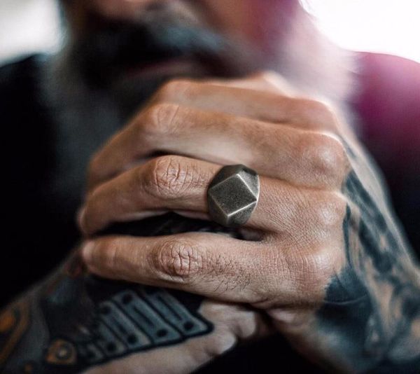 

factory supply discount custom black man stainless steel base stamped ring4044848, Silver