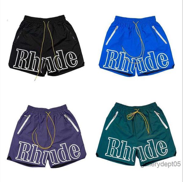 

designer mens rhude shorts swimming short pant hip hop high street sports print fashion rh summer training beach short men elastic waist run, White;black