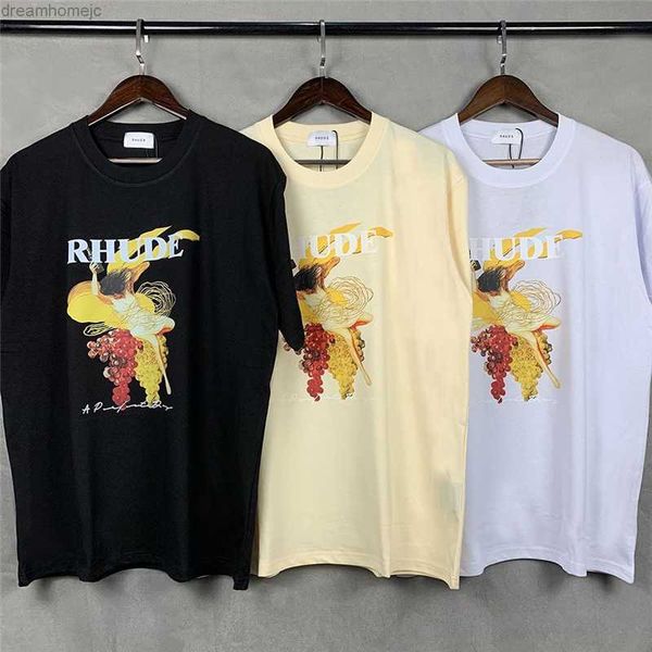 

summer rhude grape t-shirt men women rhude tee oversized short sleeve cotton harajuku graphic t shirts, White;black