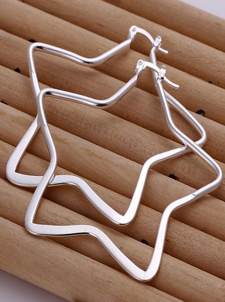 

wedding fivepointed star sterling silver plate jewelry earring for women we151fashion 925 silver eaarings 10 pairs a lot9286003, Golden;silver
