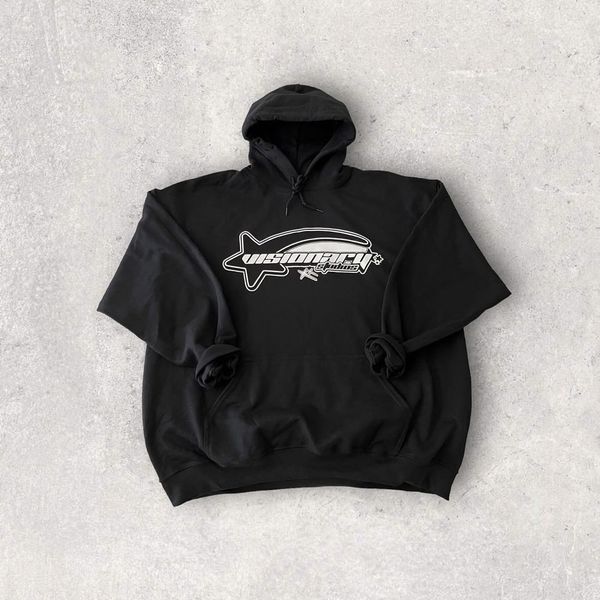 

men's hoodies sweatshirts american printed hoodie female sweater harajuku ins sweatshirt male oversized street retro y2k casual loose h, Black