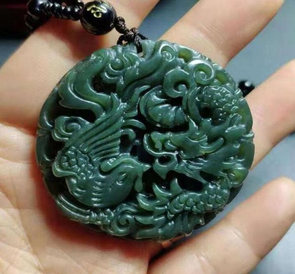 

xinjiang hetian jade jade dragon and phoenix pendant hetian jade dragon and phoenix chengxiang men and women pendant whole6795153, Silver
