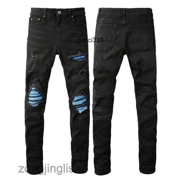 

tight amirly jeans fashion jeans mens stretch brand designer jean trendripped jeans men's pants patch slim jeans trend 5w3q, Blue