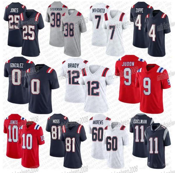 

matthew judon 0 gonzalez tom brady custom football jersey mac jones bailey zappe mike gesicki rhamondre stevenson patriots juju smith-schust, Black;red