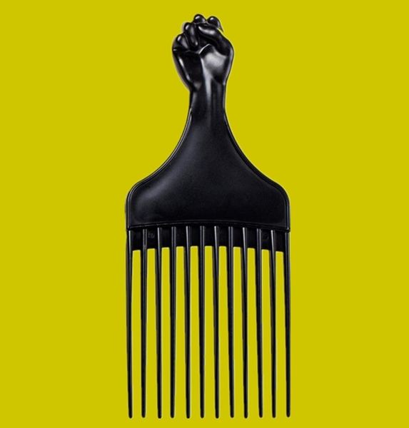 

fist afro hair pick wig comb brush whole black plastic men beard grooming hair salon shop anniversary customer company gift5230467, Silver