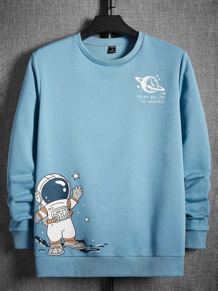

men 's fashion men astronaut slogan graphic sweatshirt, White;black