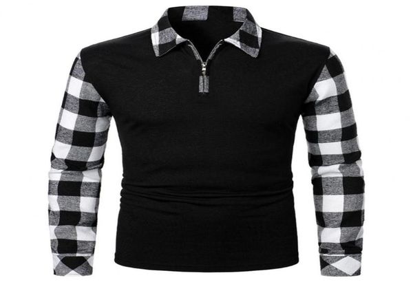 

men039s casual shirts men pullover shirt 2022 turndown collar long sleeve fashion streetwear plaid splicing knitted tshirts f6596840, White;black