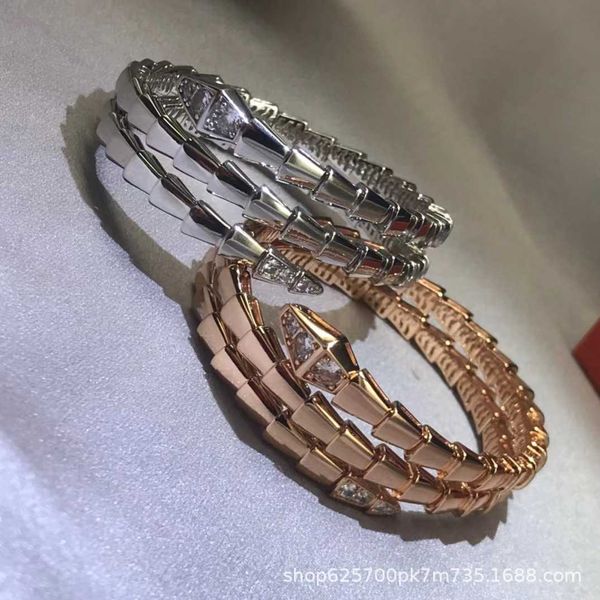 

snake shaped with elastic precision craftsmanship high version multi loop head and tail diamond snake bone bracelet opening, Golden;silver