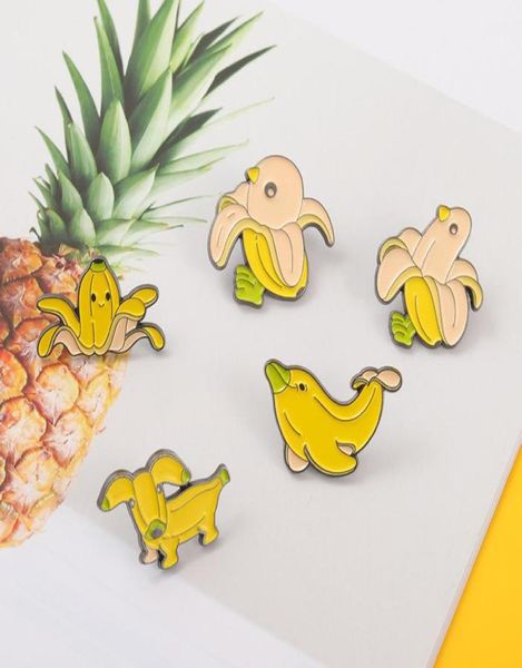

cute fruit banana bird yellow color animal brooches pin for women fashion dress coat shirt demin metal funny brooch pins badges ba4563785, Gray