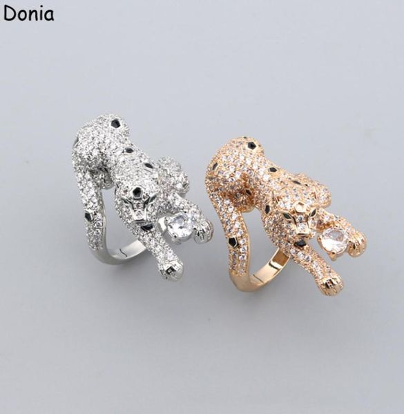 

donia jewelry luxury ring palace leopard head titanium inlaid zircon european and american creative female handmade designer gift 9882143, Silver