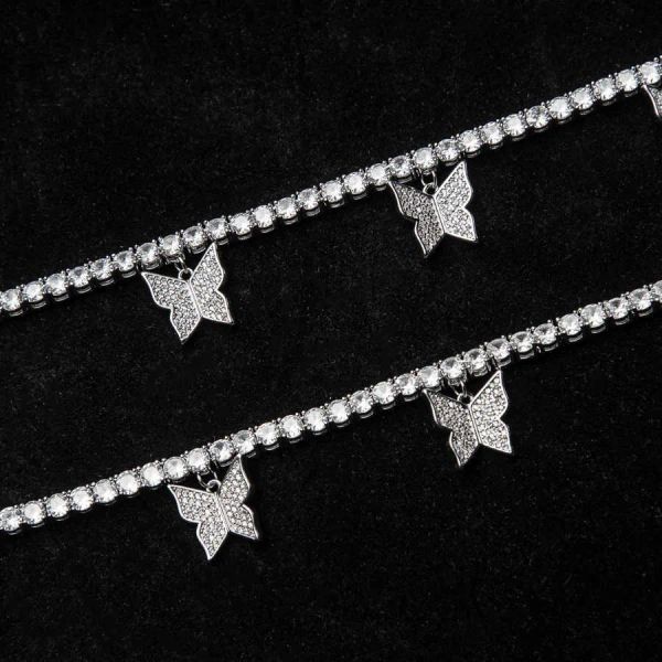 

qianjian factory direct moissanite butterfly charms necklace for men, Silver