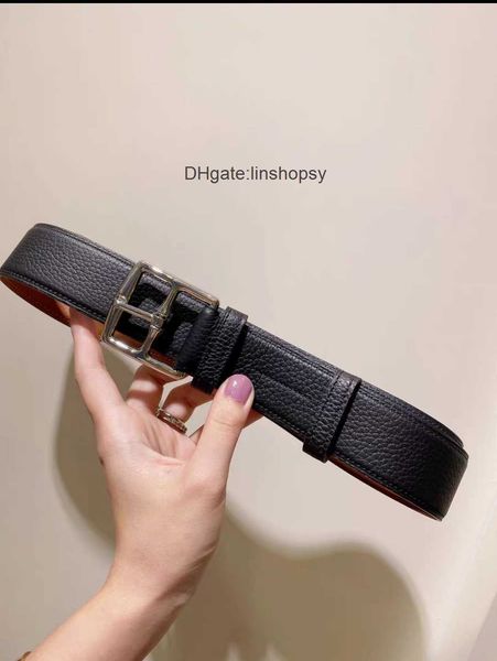 

belts for woman designer classic casual lychee pattern fashion belts men's h home i-h buckle double-sided leather luxury belt buckle fo, Silver