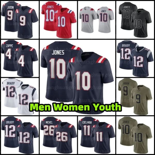

10 mac jones bailey zappe jersey matthew judon football devin mccourty devante parker julian edelman hunter juju smith-schuster tom brady, Black;red