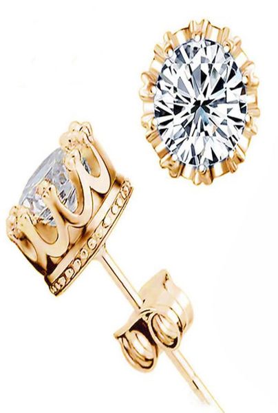 

new 925 sterling silver cz simulated diamonds engagement beautiful jewelry crystal ear rings gift band new crown wedding stud earr3078944, Golden;silver