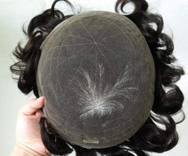 

european hair touch indian remy virgin hair full lace men toupee replacement system hairpieces4373225, Black