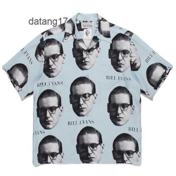 

2023 men's graffiti oversized casual short sleeve movie collection spotted pattern wacko maria hawaiian women silk shirt beach tees clo, White;black