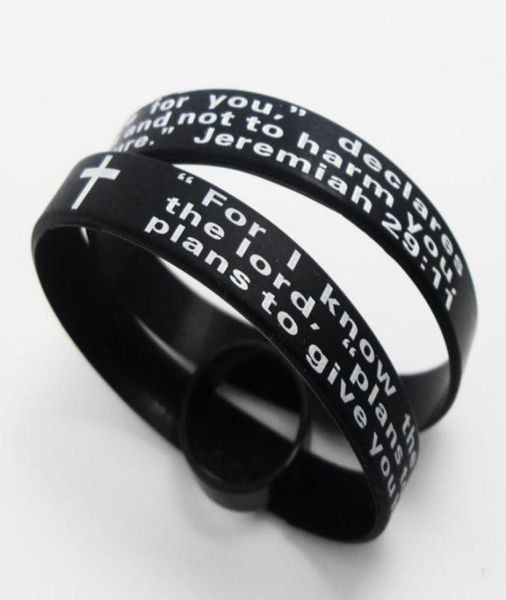 

50pcs jeremiah 2911 lords prayer men fashion cross silicone bracelets wristbands whole religious jesus jewelry lots73968972172886, Golden;silver