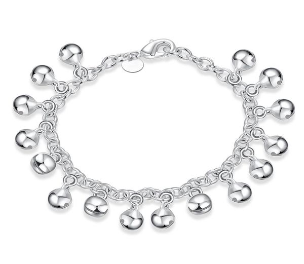 

925 silver m girl baby mom gift jingle bracelet ball silver chain bracelet h0568309689, Black