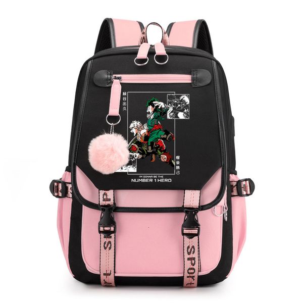 

school bags anime my hero academia backpacks waterproof lapbagpacks manga deku print girls travel bookbag schoolbag mochila 230721