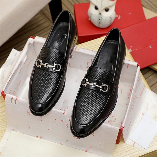 

men's dress shoes fashion business casual loafers men brand designer breathable formal shoes male party wedding flats size 38-46, Black