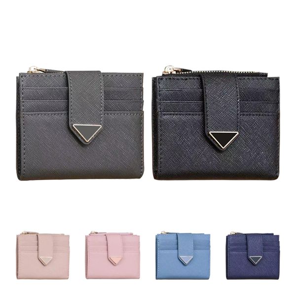 

fashion triangle leather wallets coin purses womens mens luxury designer cards holder 7a quality clutch bags cardholder keychain wallet purs, Brown;gray