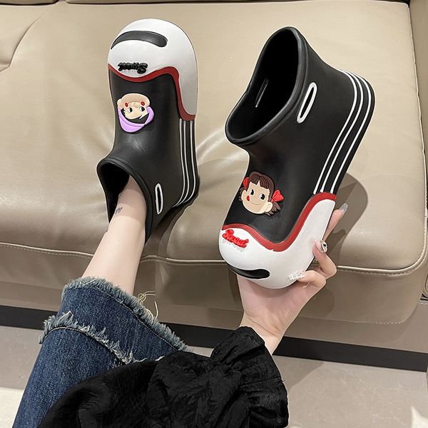 

boots fashion waterproof women's 2023 platform cute cartoon girl rain and work 3041 size 230721, Black