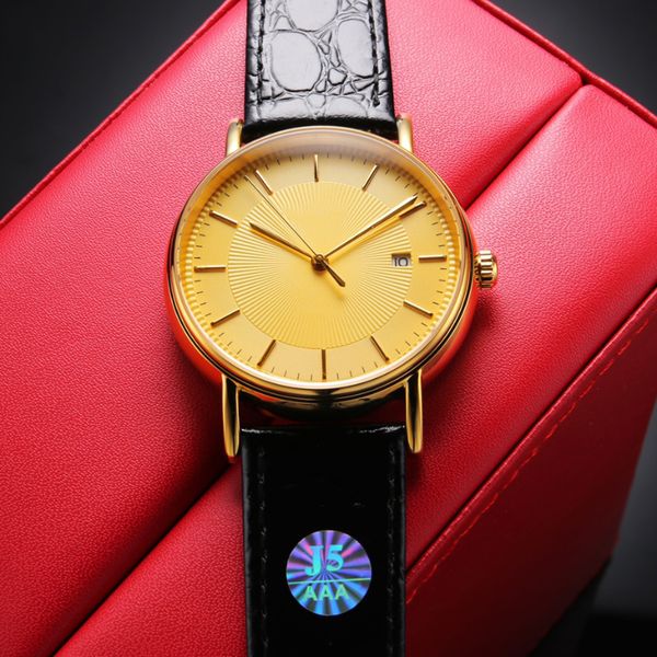 

new designer men's aaa watch fashion new black leather automatic mechanical movement movement 40mm high-end leisure watch, Slivery;brown